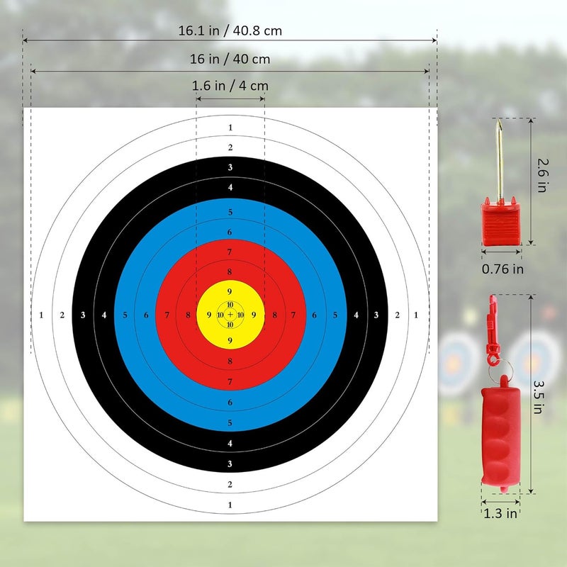 MOLFUJ Archery Targets Paper, 20pcs/50pcs Bow and Arrow Targets for Hunting Backyard, Archery Target Practice Accessories(10 Rings/5 Rings,16x16/15.7x15.7in) - Image 3